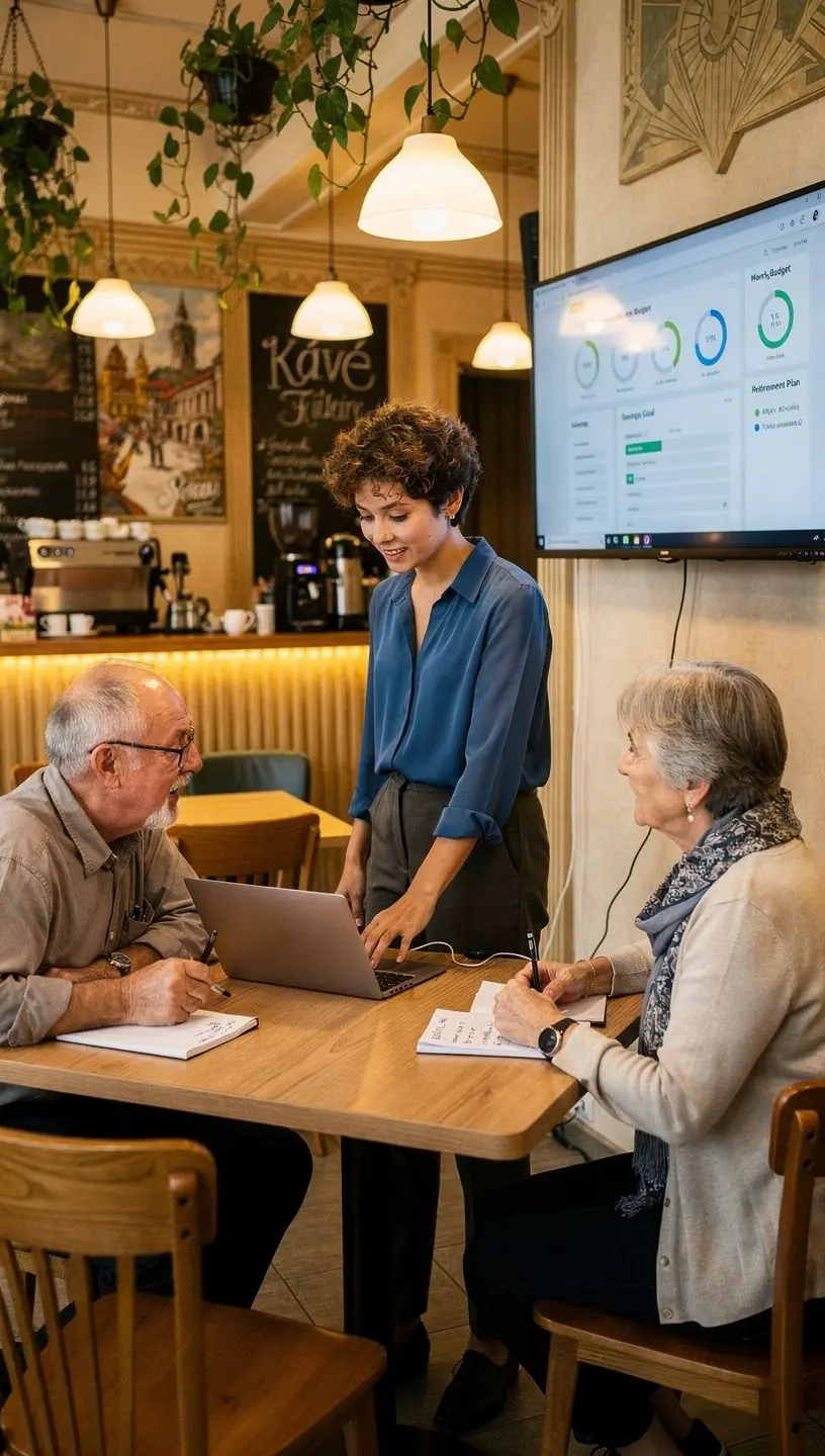 Személyes pénzügyi alapokról szóló blogbejegyzés olvasása egy modern laptop előtt